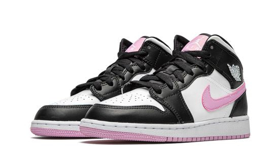 Jordans 1 Mid Bianco Nero Rosa Artico Chiaro 555112-103