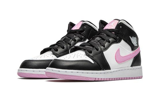 Jordans 1 Mid Bianco Nero Rosa Artico Chiaro 555112-103